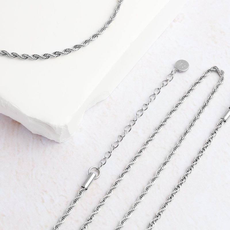 Small Rope Chain Necklace (Silver)