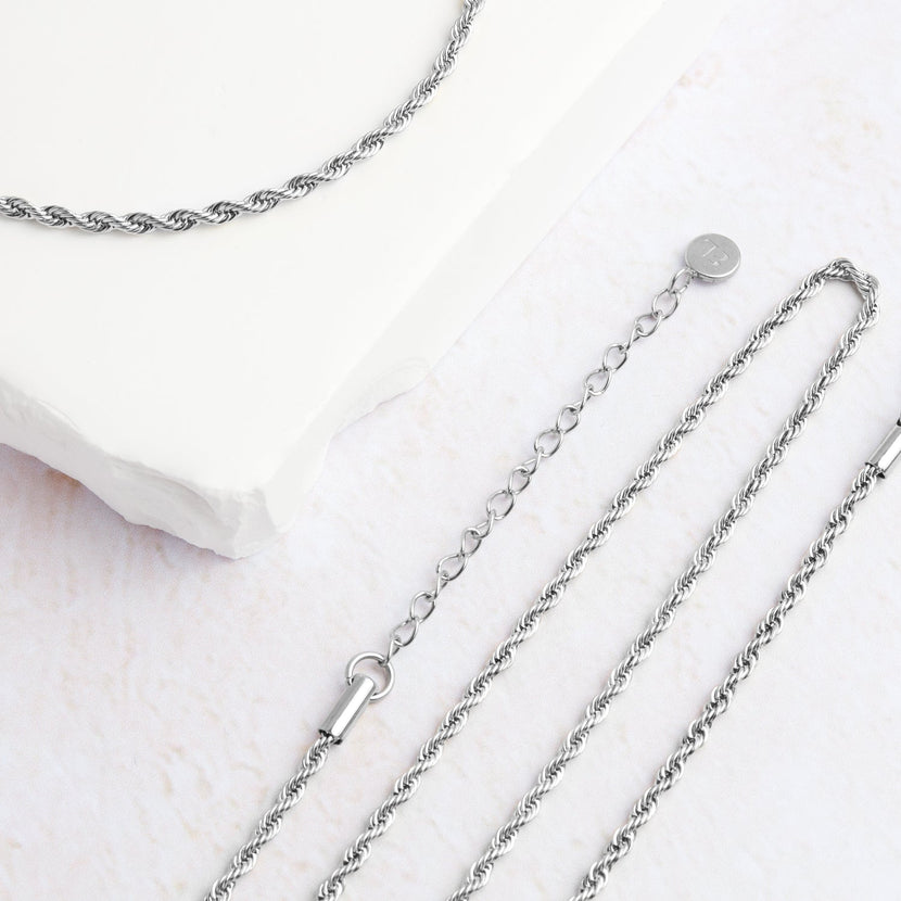 Small Rope Chain Necklace (Silver)