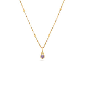 Round Birthstone Necklace (Gold)