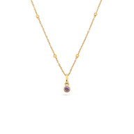 Round Birthstone Necklace (Gold)