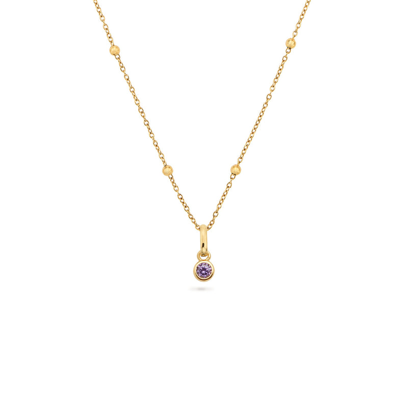 Round Birthstone Necklace (Gold)