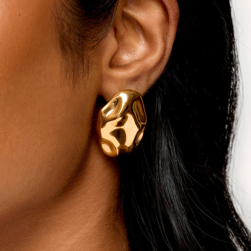 Statement Molten Button Studs (Gold)