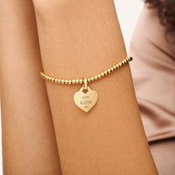 Heart Token Small Beaded Bracelet (Gold)