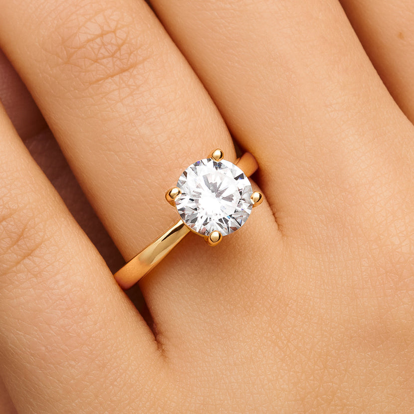 Round Cut Solitaire Ring 2ct (Gold)