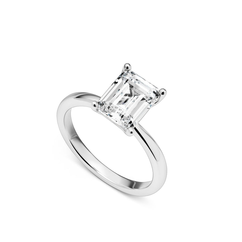 Emerald Cut Solitaire Ring 2ct (Silver)