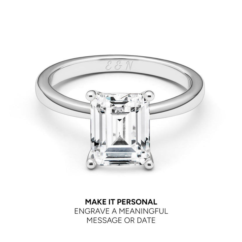 Emerald Cut Solitaire Ring 2ct (Silver)
