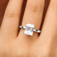 Emerald Cut Solitaire Ring 2ct (Silver)