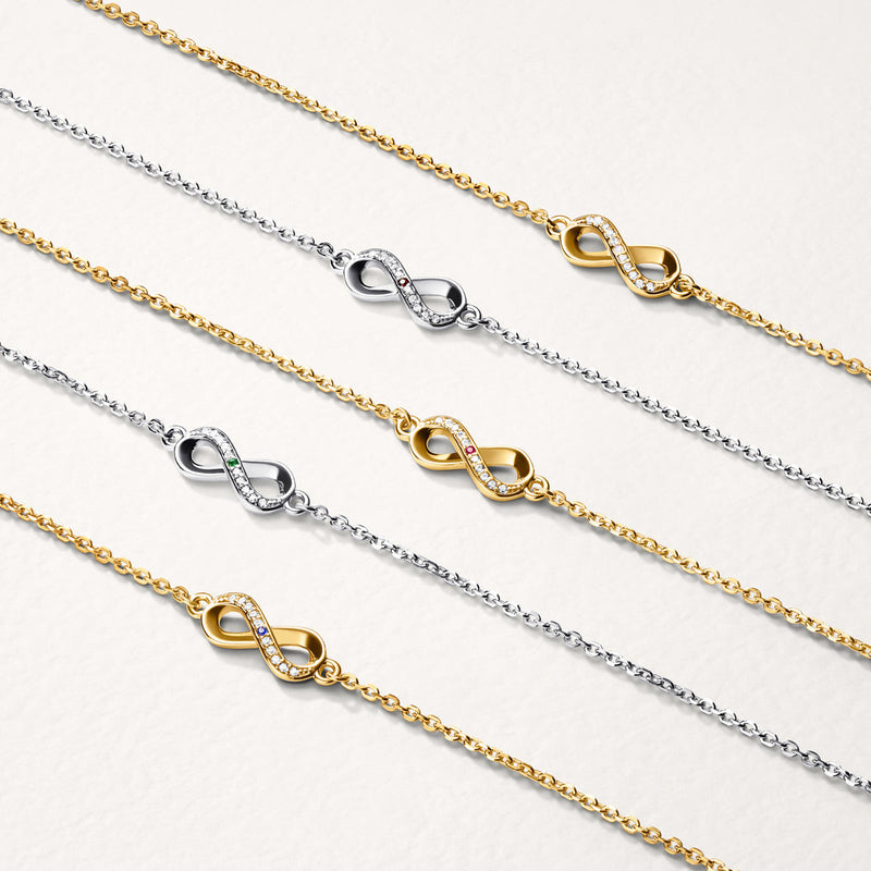 Birthstone Infinity Bracelet (Silver)