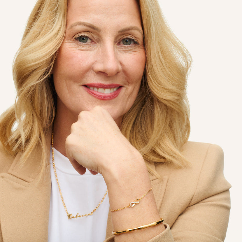 Aquamarine Stone Infinity Bracelet (Gold)