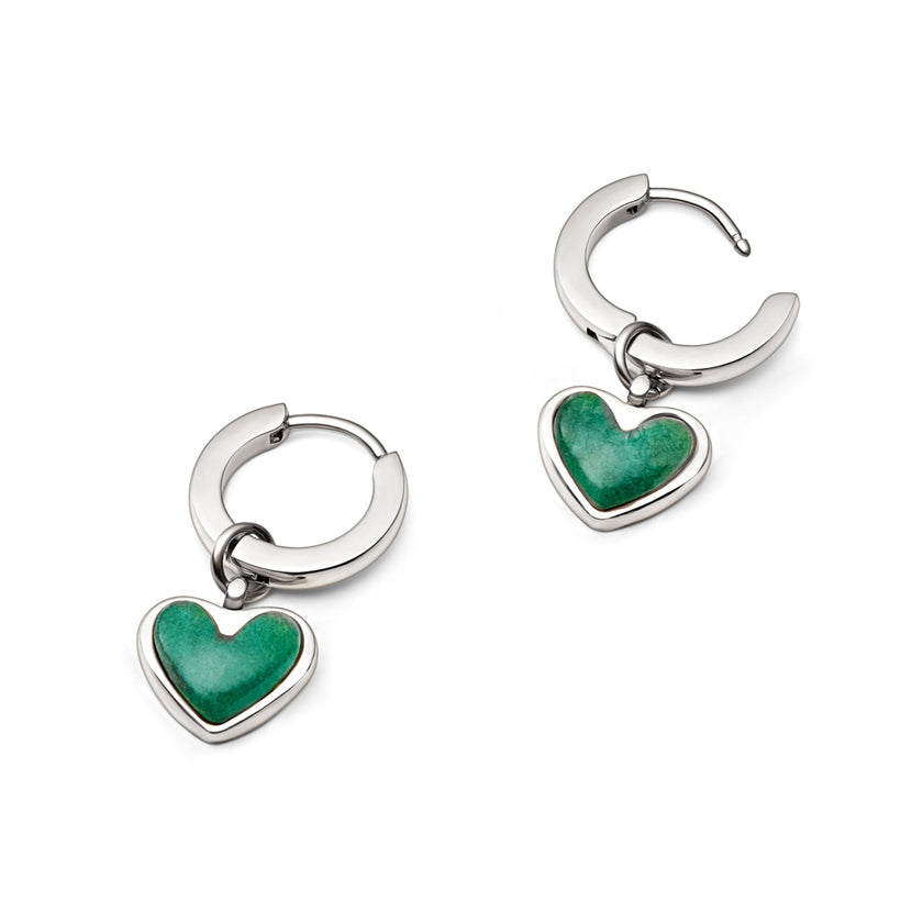 Green Quartz Huggie Earrings Set (Silver)