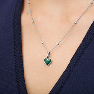 Green Quartz Heart Necklace (Silver)