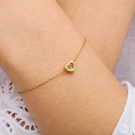 Floating Birthstone Heart Bracelet (Gold)