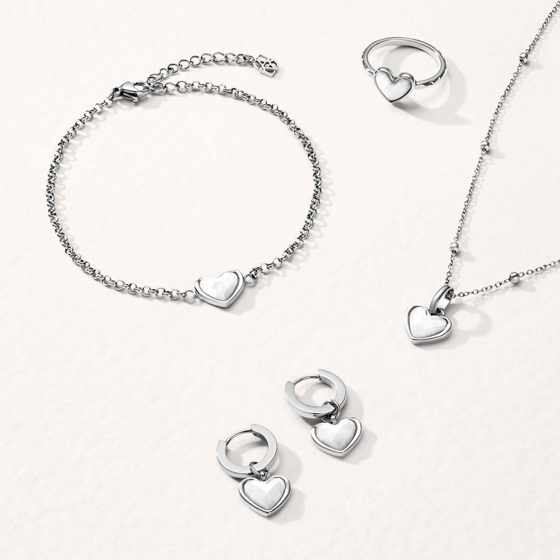 White Quartz Heart Ring (Silver)