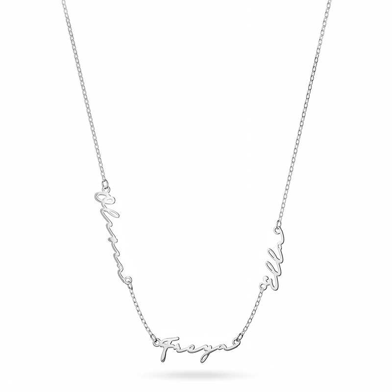 Multi Signature Name Necklace (Silver)