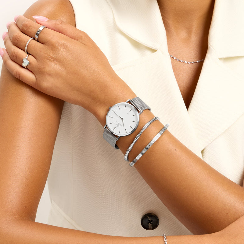 Silver Chain White Kensington 40 Watch