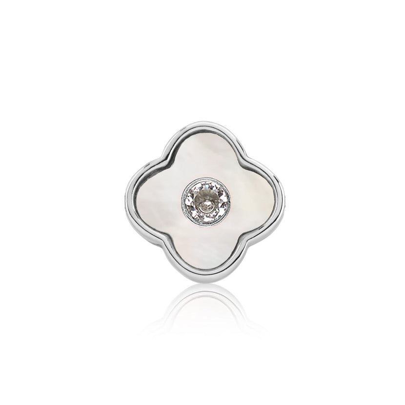 Pearl Clover Charms (Silver) - Birthstones