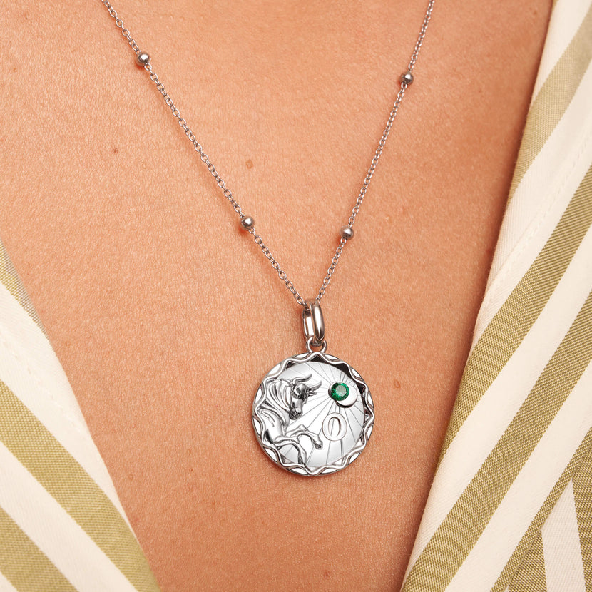 Custom Zodiac Coin Necklace (Silver)