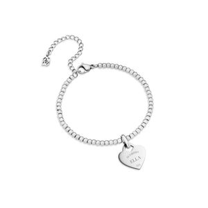 NEW Heart Token Small Beaded Bracelet (Silver)