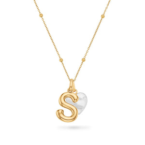 Molten Initial & Birthstone Necklace (Gold)