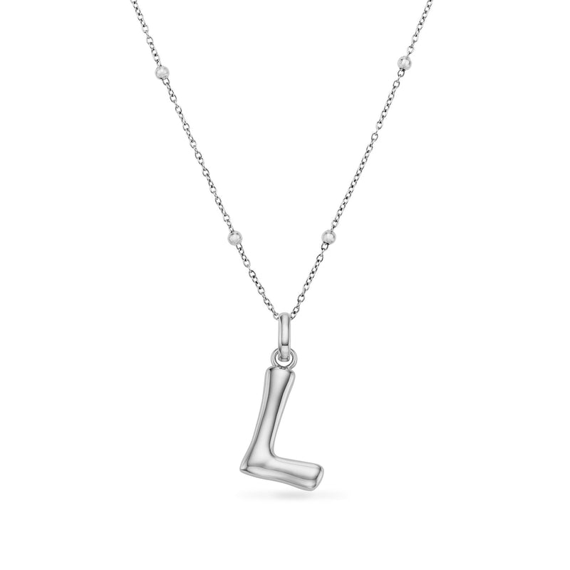 Molten Initial Sphere Necklace (Silver)