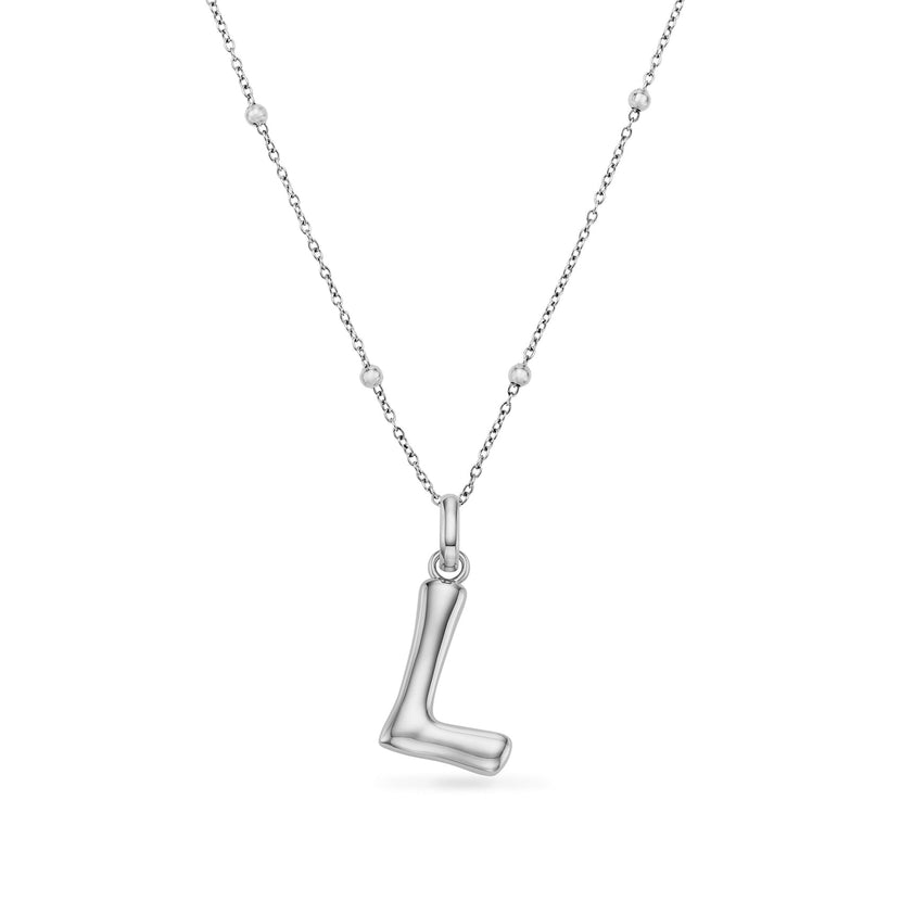 Molten Initial Sphere Necklace (Silver)