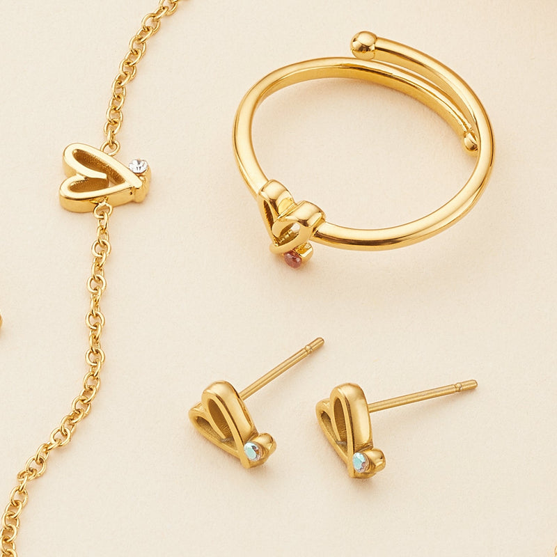 Stacey's Stories Doodle Heart Stud Earrings (Gold)