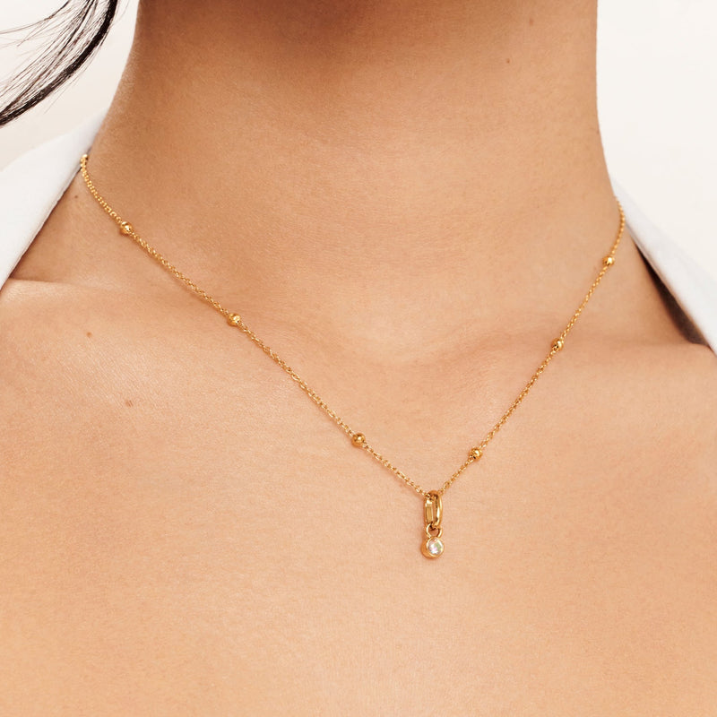 Round Birthstone Necklace (Gold)