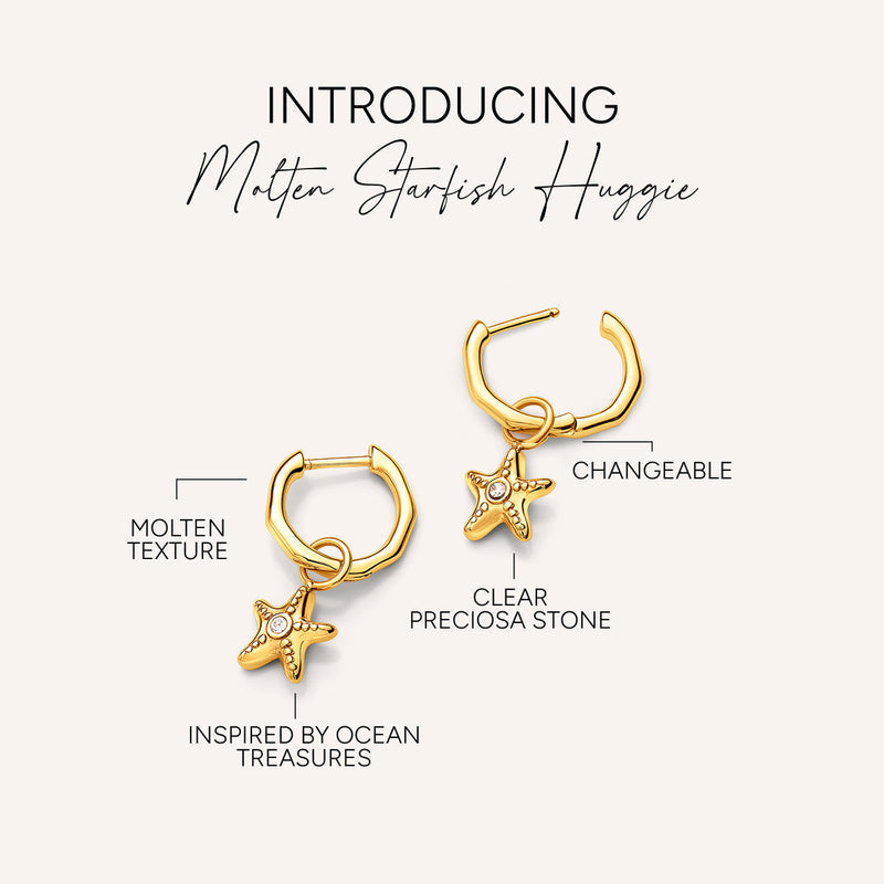 Molten Starfish Huggie Earrings (Gold)