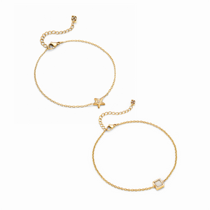 Starfish & Moonstone Bracelet Set (Gold)