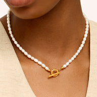 T-bar Pearl Necklace (Gold)