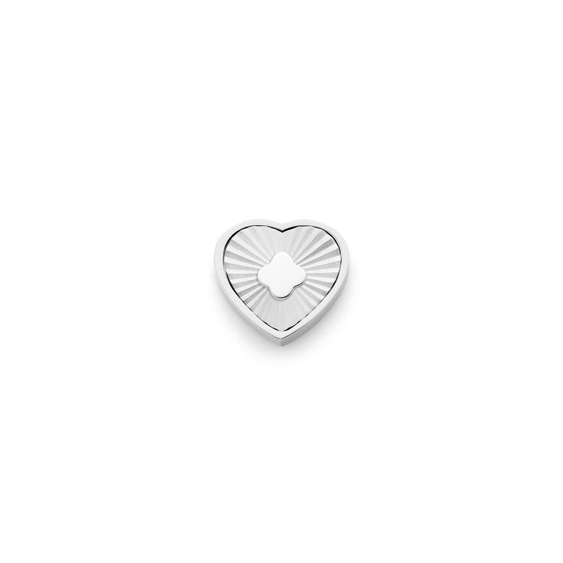 Textured Heart Charms (Silver) - Clover