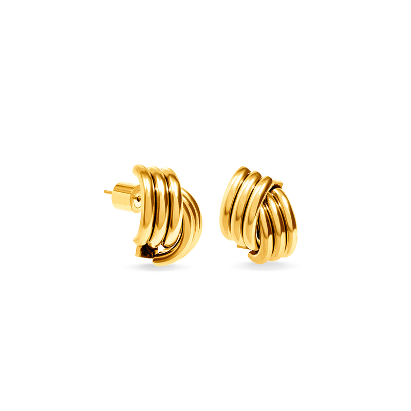 Triple Band Cross Studs (Gold)