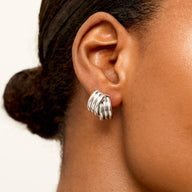 Triple Band Cross Studs (Silver)