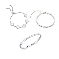 Tennis, Clover & Bangle Bundle (Silver)