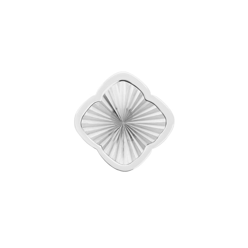 Rosette Textured Clover Charms (Silver) - Plain Clover