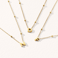 New Baby & Mum Gift Set - Mini Letter Sphere Chain Necklace (Gold)