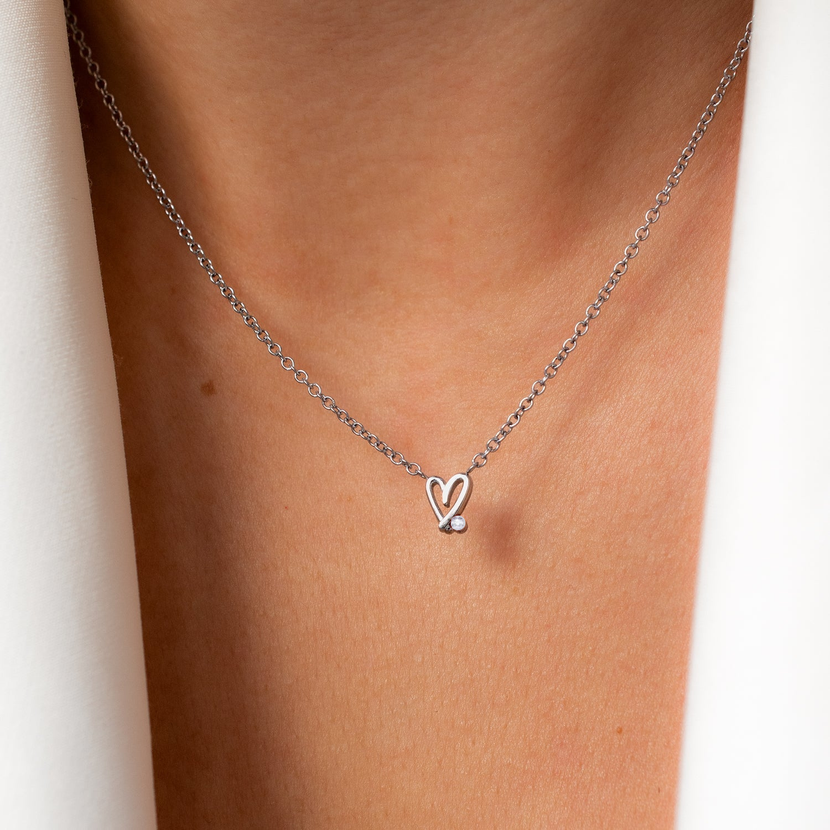 Stacey's Stories Doodle Heart Necklace (Silver)