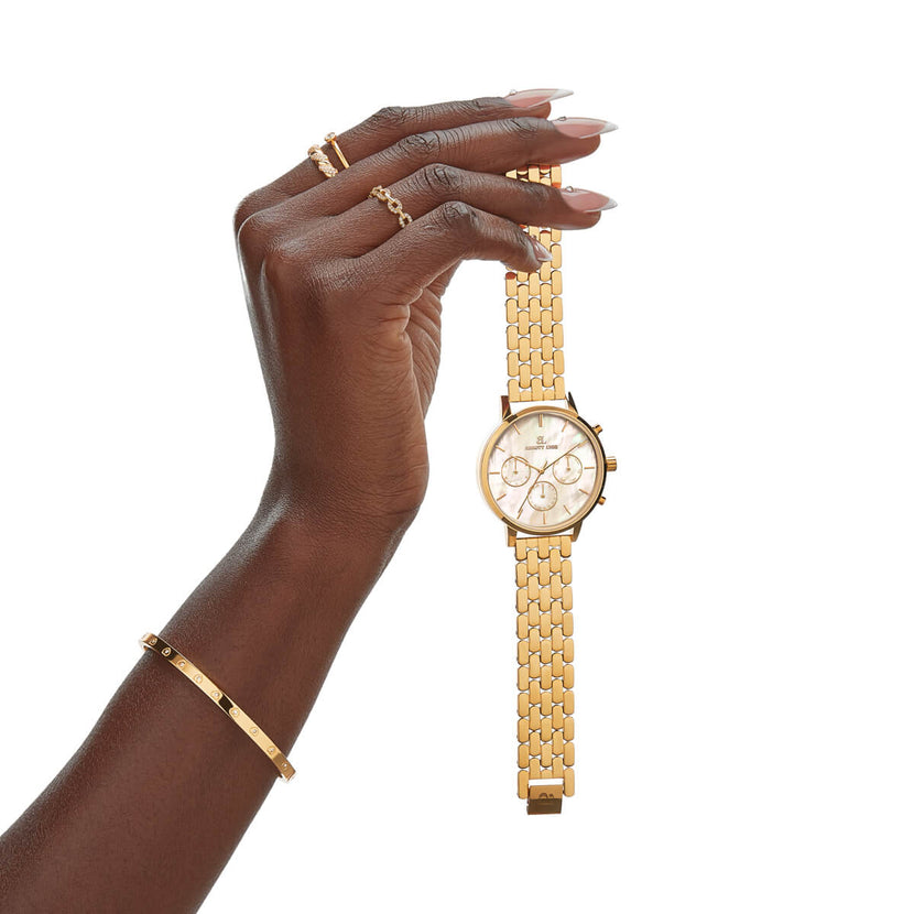 Crystal Heart Bangle (Gold)