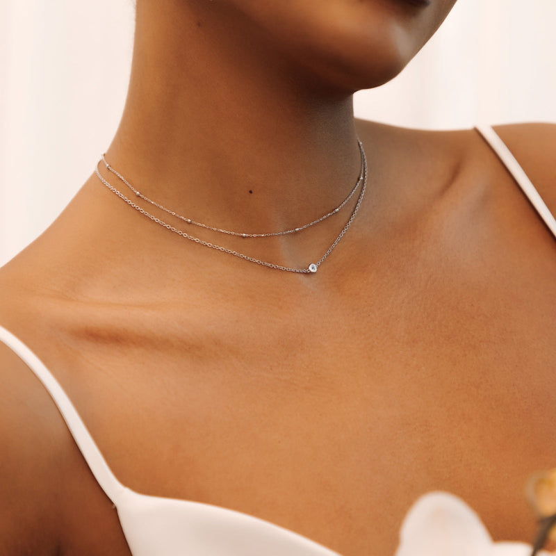 Fine Aquamarine Necklace (Silver)