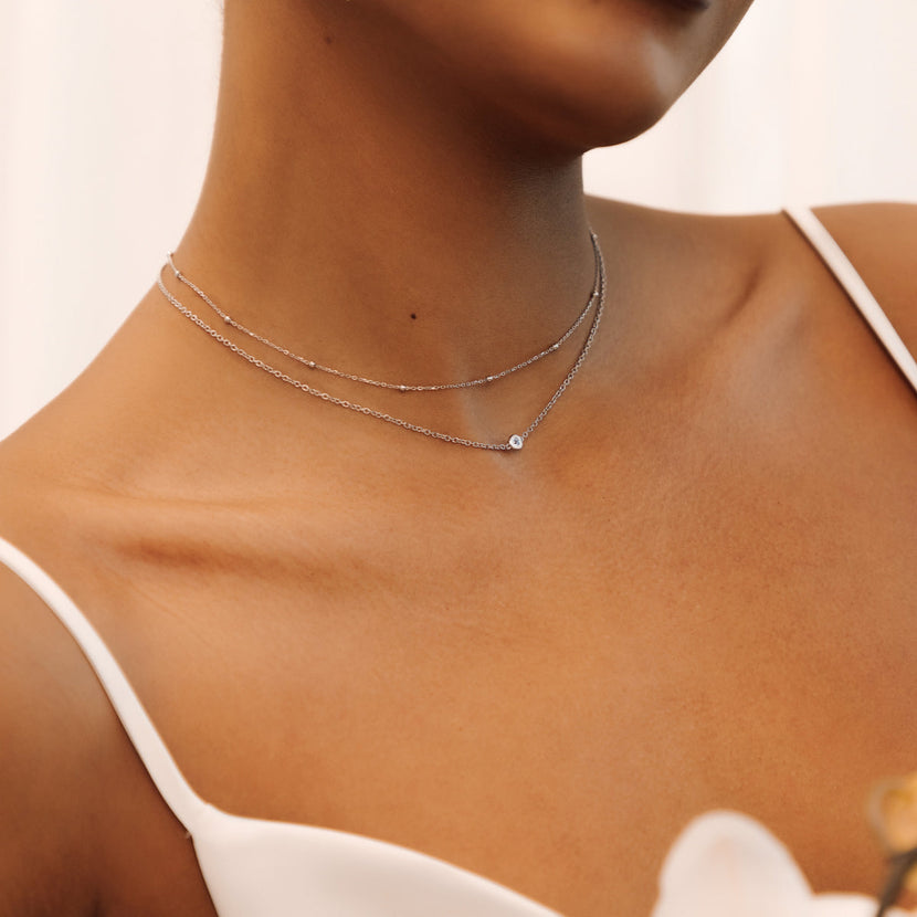 Fine Aquamarine Necklace (Silver)