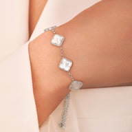 Pearl Clover Necklace & Bracelet Bundle (Silver)