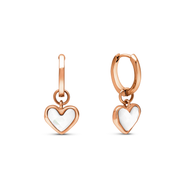 White Quartz Heart Huggies (Rose Gold)