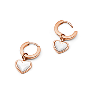 White Quartz Heart Huggies (Rose Gold)