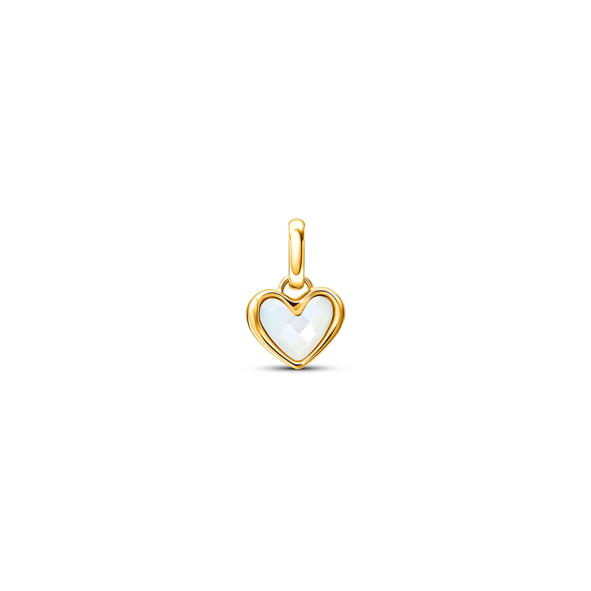 White Quartz Heart Pendant (Gold)