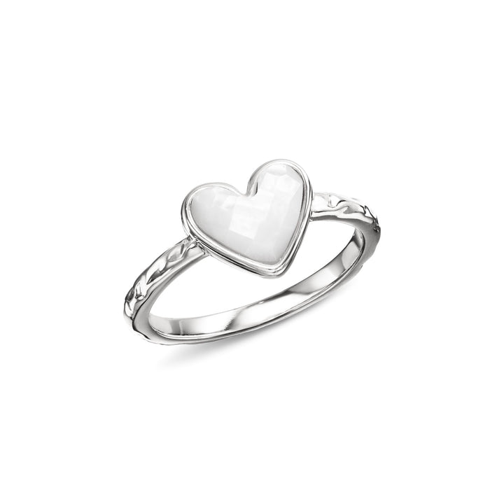 White Quartz Heart Ring (Silver)
