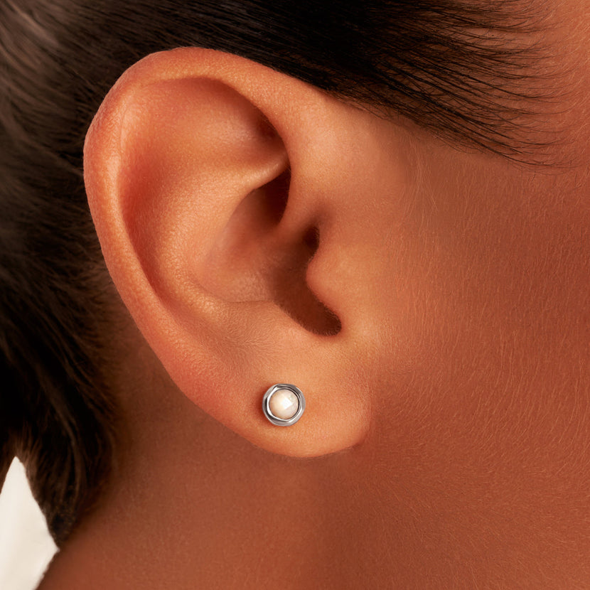 White Quartz Heart & Stud Earrings Bundle (Silver)