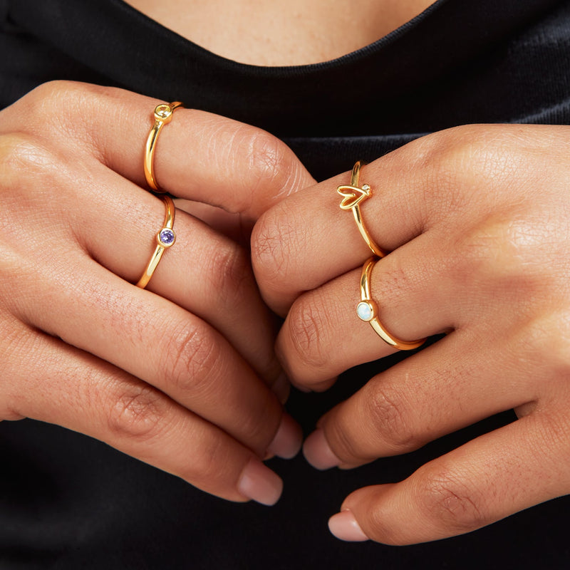 Stacey's Stories Doodle Heart Crystal Ring (Gold)