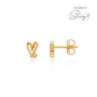 Stacey's Stories Doodle Heart Stud Earrings (Gold)
