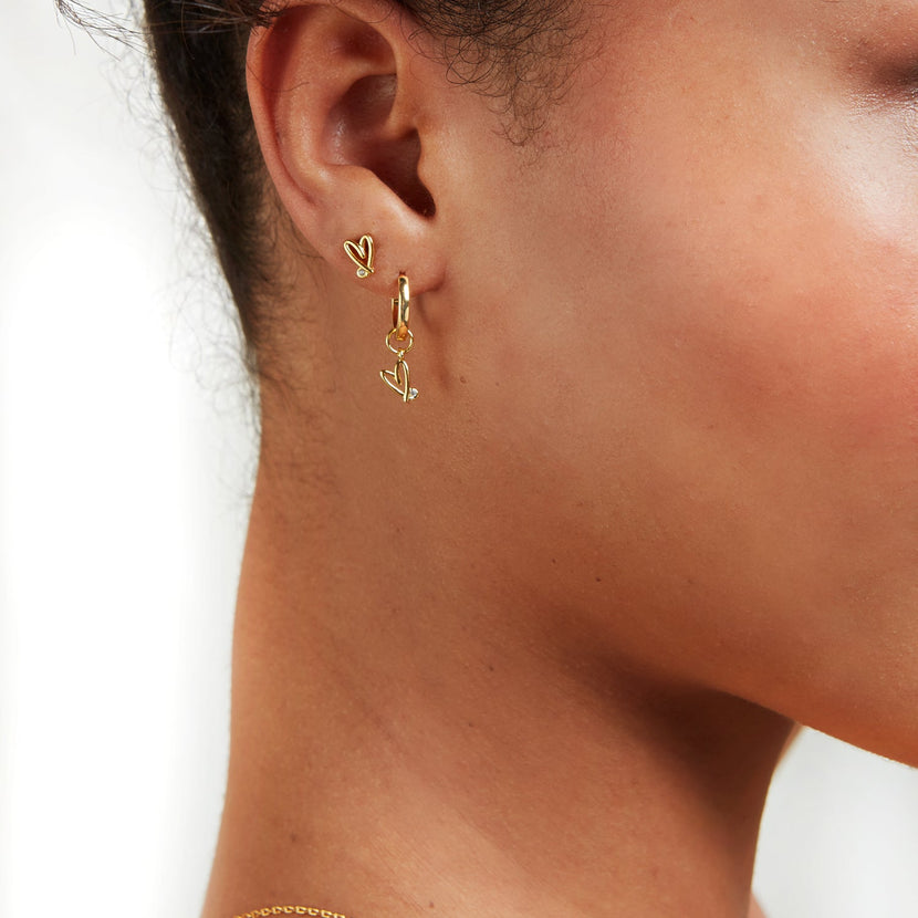 Stacey's Stories Doodle Heart Earrings & Ring Bundle (Gold)