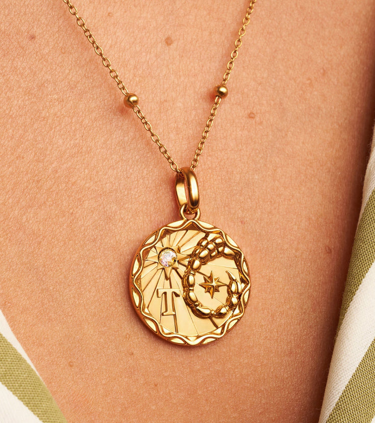Onstate Zodiac Coin Necklace (Gold)
